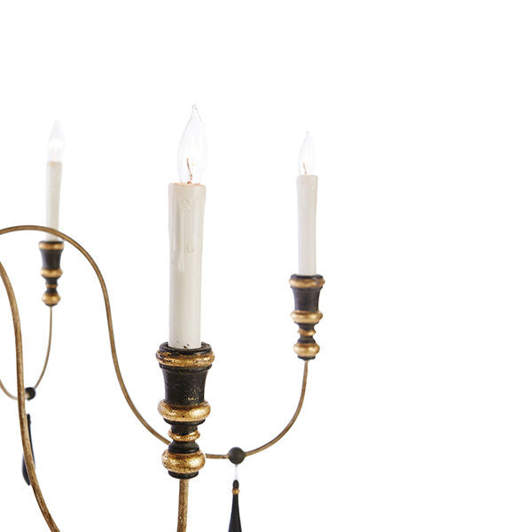 Large Empire Black & Gold Six-Arm Chandelier