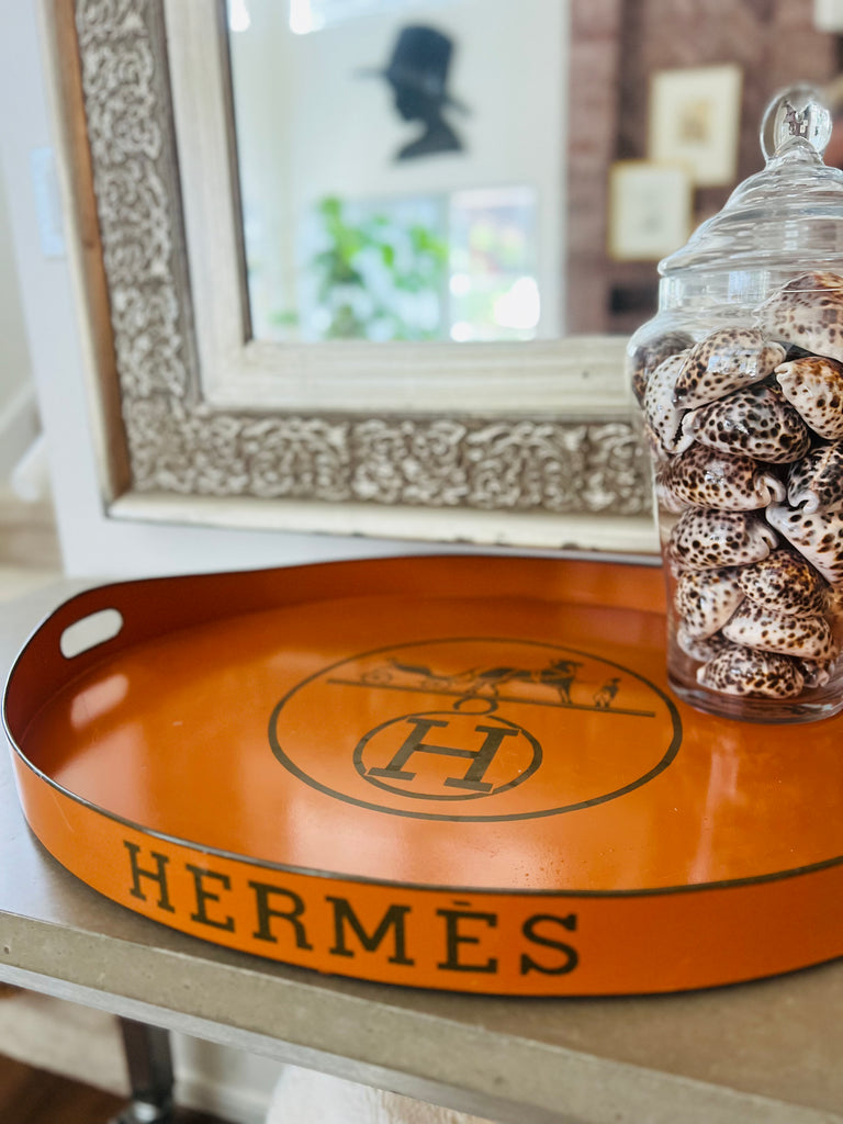 Vintage Hermes Inspired Oversized Metal Tole Tray – Laurier Blanc Vintage Hermes Inspired Oversized Metal Tole Tray – Laurier Blanc