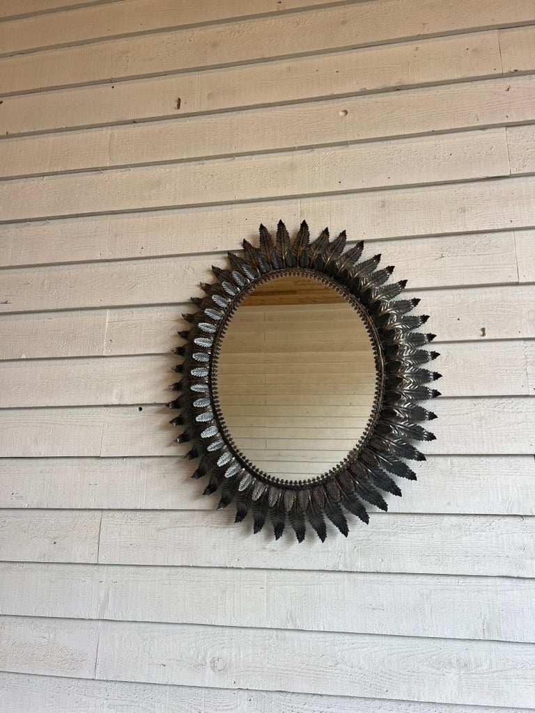 Vintage Spanish Mirror with Metal Leaf Detail