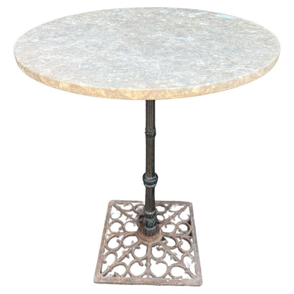 Vintage French Iron & Marble Bistro Table