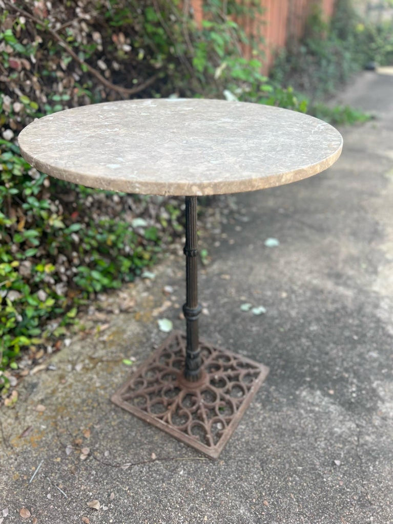 Vintage French Iron & Marble Bistro Table
