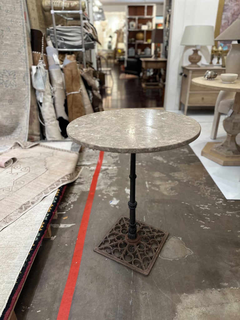 Vintage French Iron & Marble Bistro Table