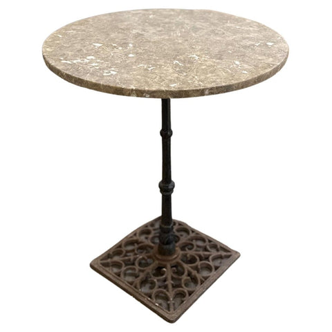 Vintage French Iron & Marble Bistro Table