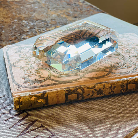 Vintage Emerald Cut Crystal Paperweight found in France