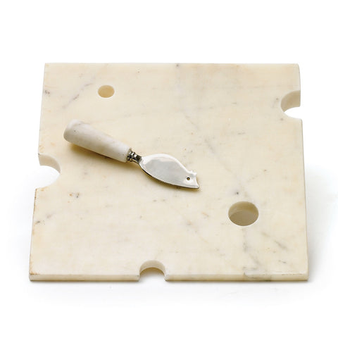 White Marble Cheese Wedge Cheese Board & Knife