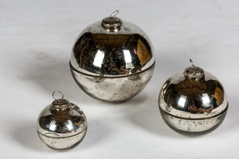 Handmade French Mercury Glass Ornament Candles in Silver | Three Sizes