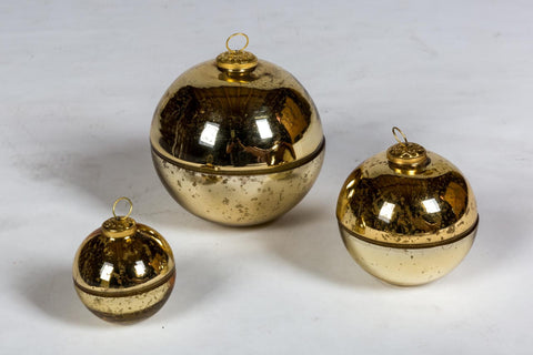 Handmade French Mercury Glass Ornament Candles in Gold | Three Sizes