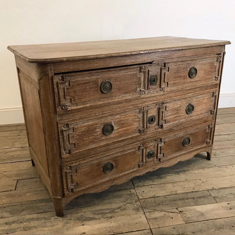 Early 18th Century French Distressed Finish Three-Drawer Commode