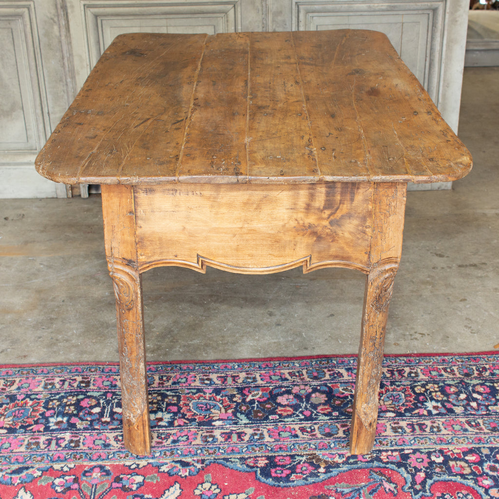 18th c Rustic Spanish Oak Table with Carved Details