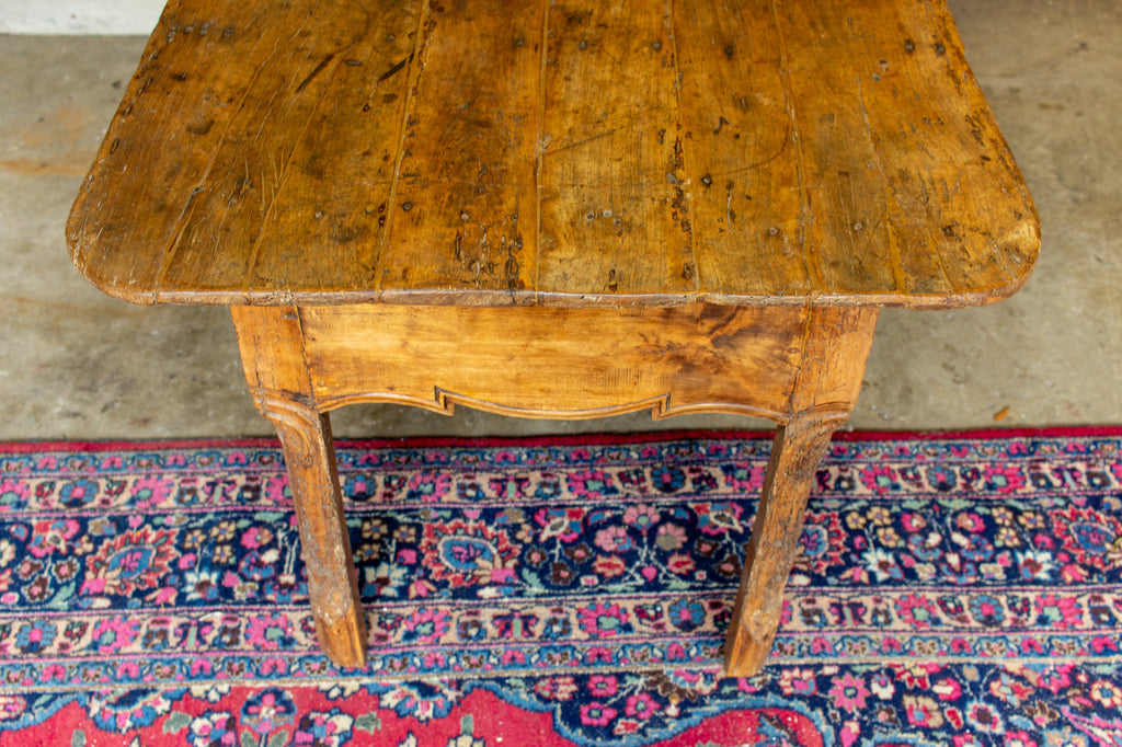 18th c Rustic Spanish Oak Table with Carved Details