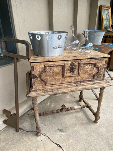 18th Century French Wooden Coffer Chest with Stand