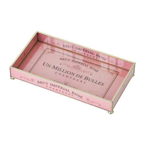 Pink "Un Million de Bulles" Nickel & Glass Tray