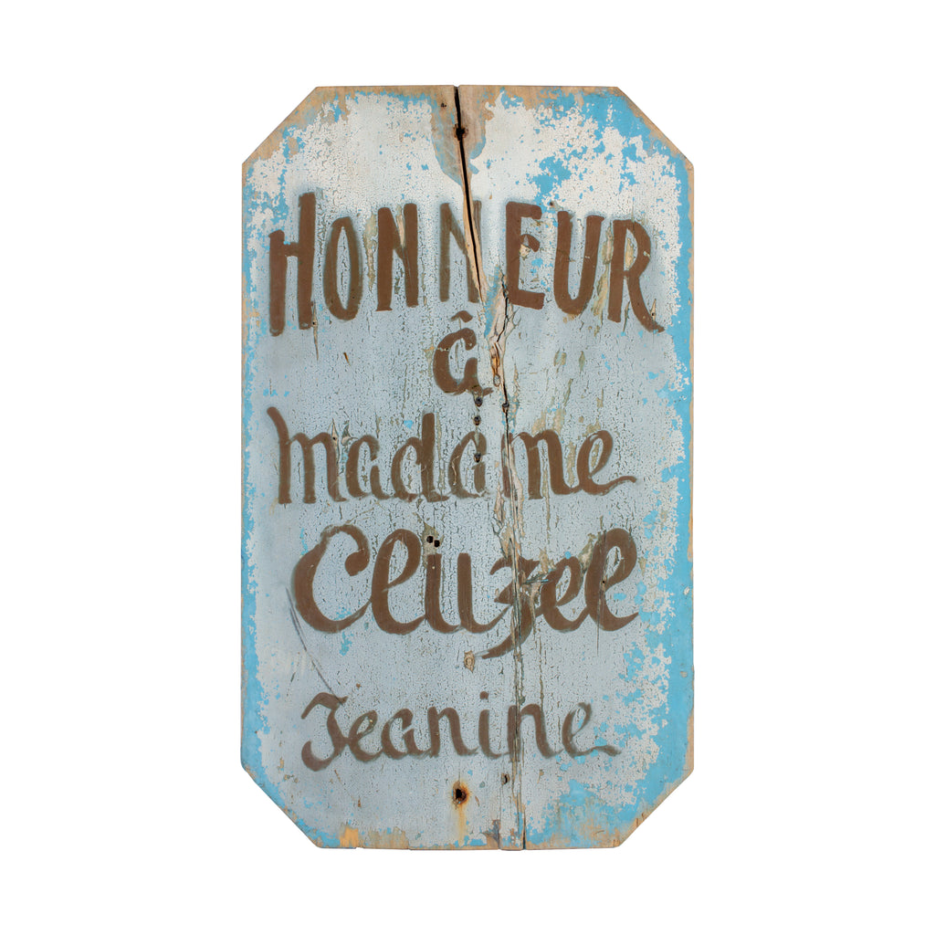 Antique French Painted Wood Sign
