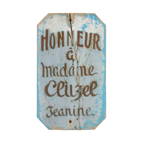 Antique French Painted Wood Sign
