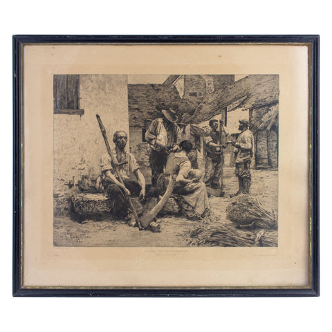 Antique French Etching "La Paie des Moissonneurs"