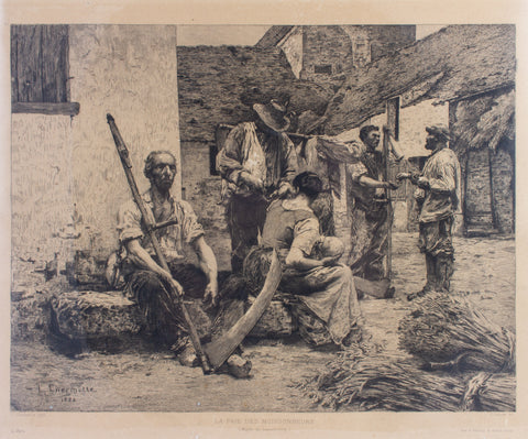 Antique French Etching "La Paie des Moissonneurs"