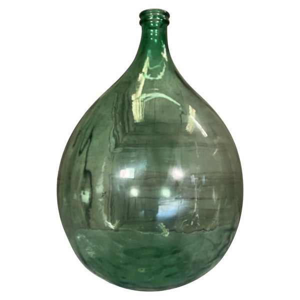 Vintage French Dame Jeanne Wine Bottle Blue Green