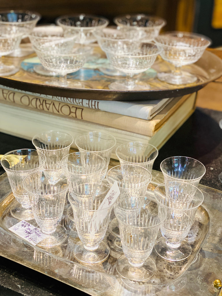 Set of Vintage French Crystal Aperitif Glasses Laurier Blanc Unique Home Decor From Around The World