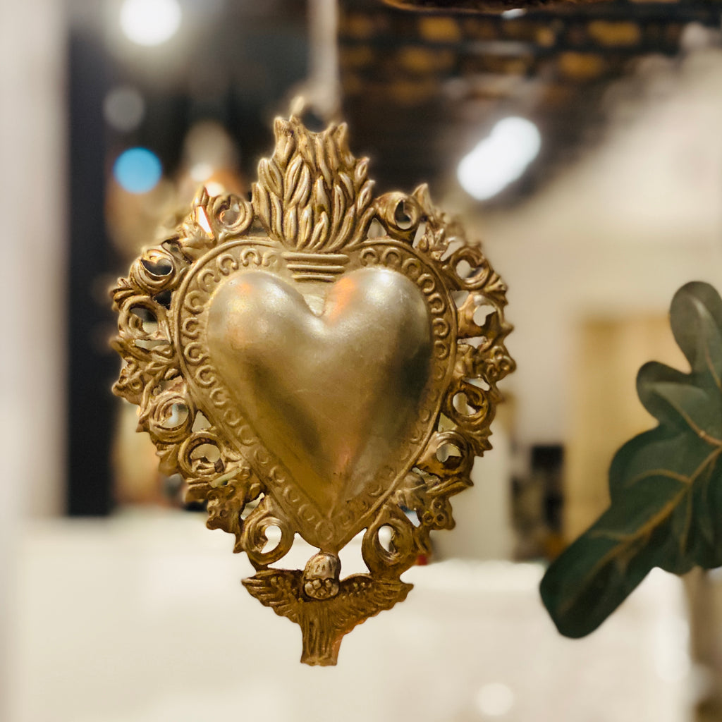 Metal Sacred Heart Milagros Ornament