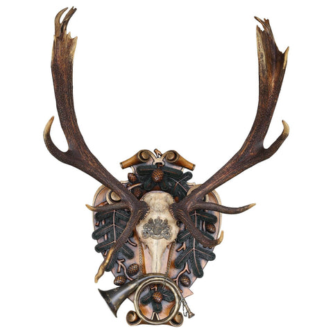 German Red Stag from Eulenburg Hunt of 1892 with Original Fürst-Pless Hunt Horn