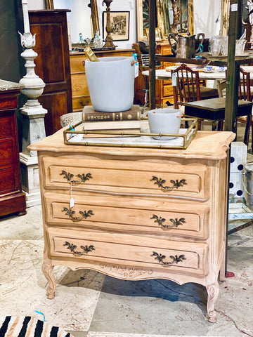 Vintage French Stripped Wood Louis XV Style Chest