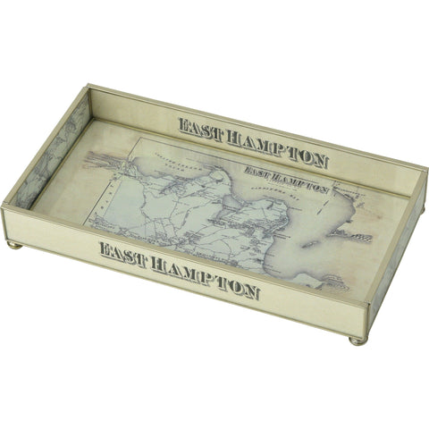 East Hampton Map Nickel & Glass Tray