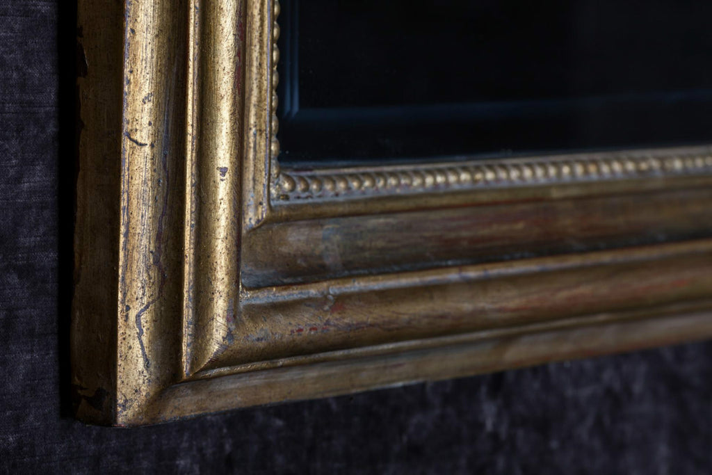 Hand-Carved Napoleon III Style Gilt Louis Philippe Beveled Mirror - Small
