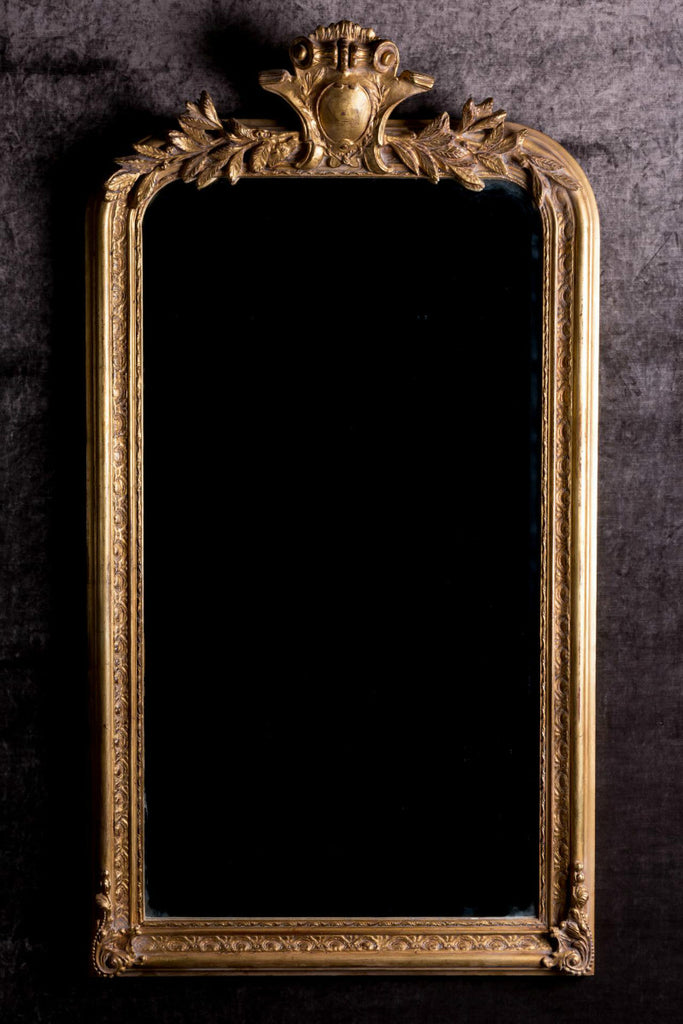 French Philippe Hand-Carved Beveled Mirror in Hand Gilt Frame