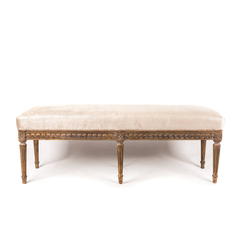 Gilt Leg Bench with Ivory Velvet