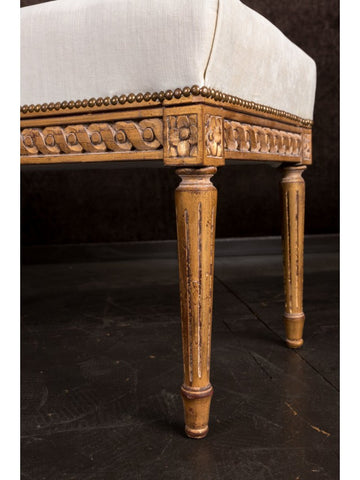 Gilt Leg Bench with Ivory Velvet