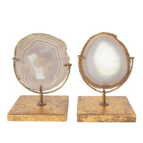 Sliced Agate on Burnished Gold Stand
