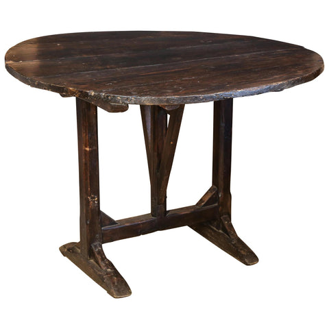 Antique French Wood Tilt-Top Vineyard Harvest Table