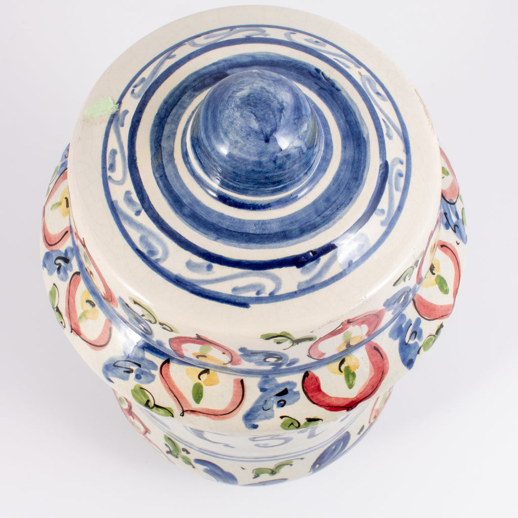 Antique Italian Hand-Painted Ceramic Apothecary Jar