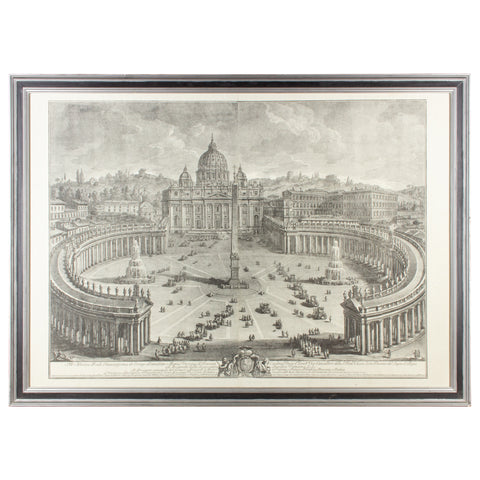 Antique Framed Etching of St. Peter's Basilica by Giuseppe Vasi found in France