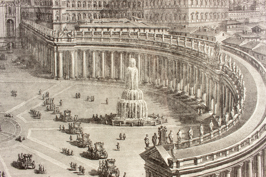 Antique Framed Etching of St. Peter's Basilica by Giuseppe Vasi found in France