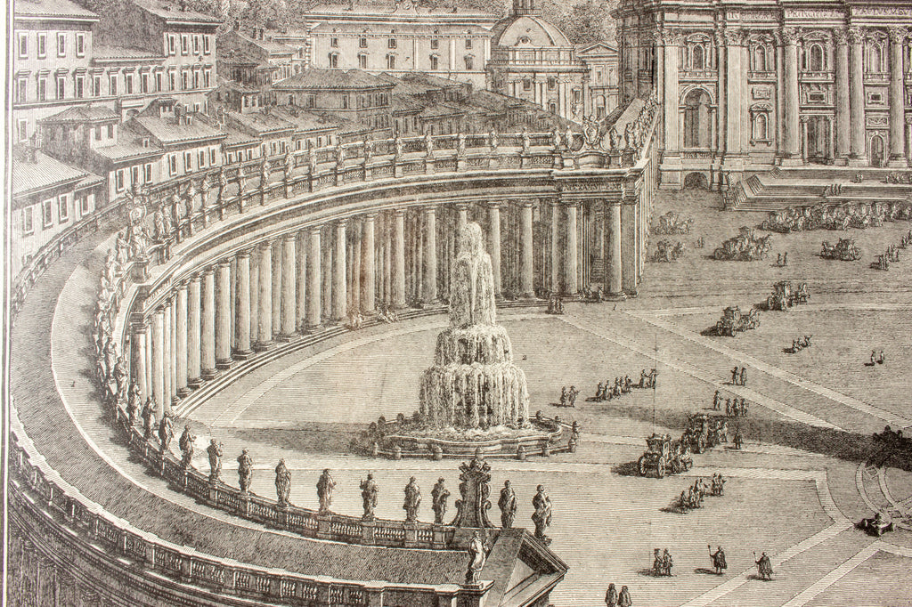 Antique Framed Etching of St. Peter's Basilica by Giuseppe Vasi found in France