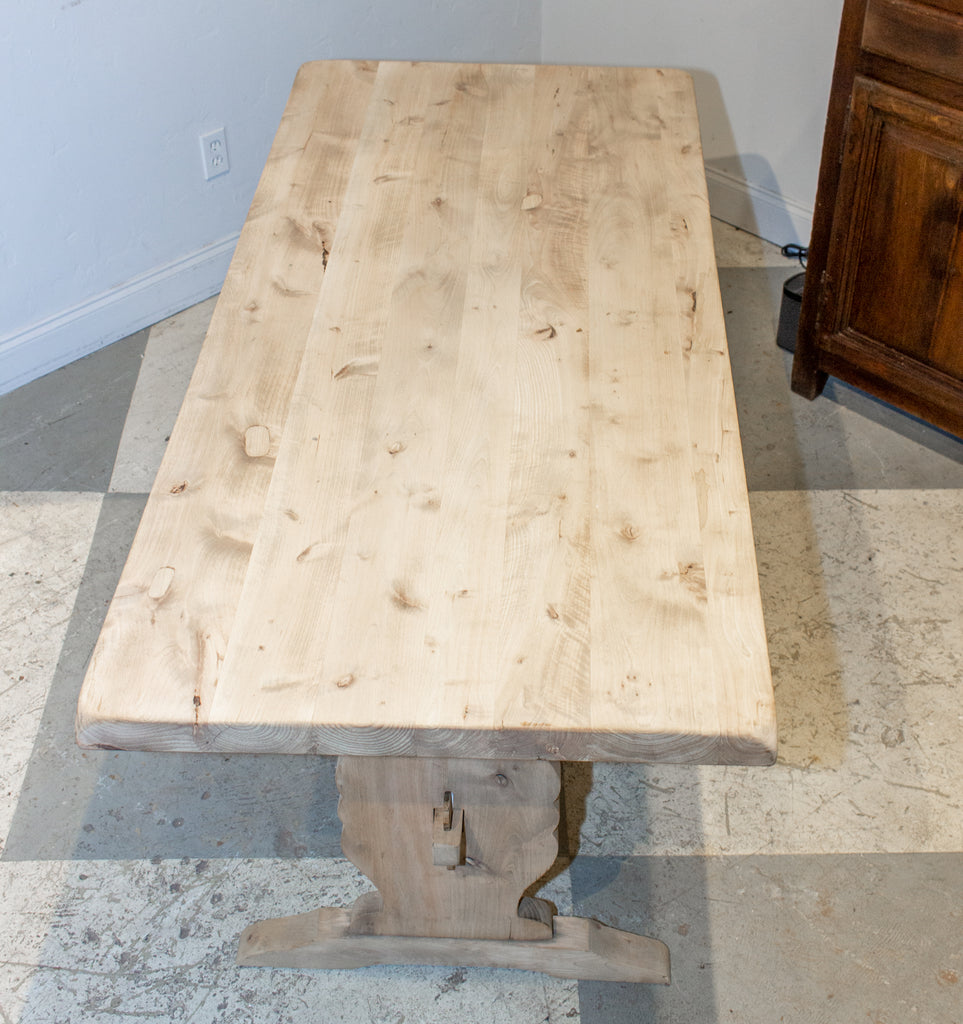 Antique Bleached French Oak Trestle Style Farm Table