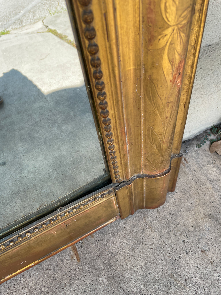 Antique French Gilt Louis Philippe Mirror with Floral Decoration