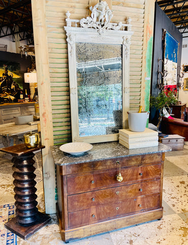 Antique French Louis Philippe Four-Drawer Chest with Belgian Marble Top