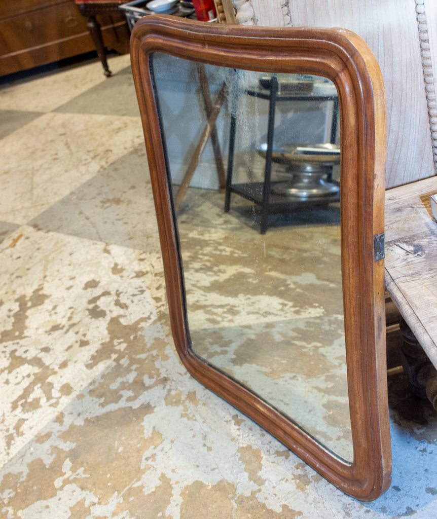 Antique French Carved Oak Mirror with Original Glass