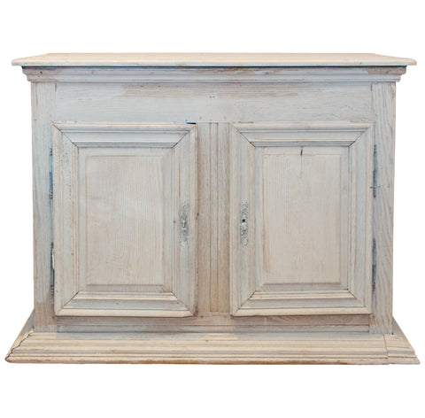 Large Antique French Oak Buffet in Greige Wash Finish