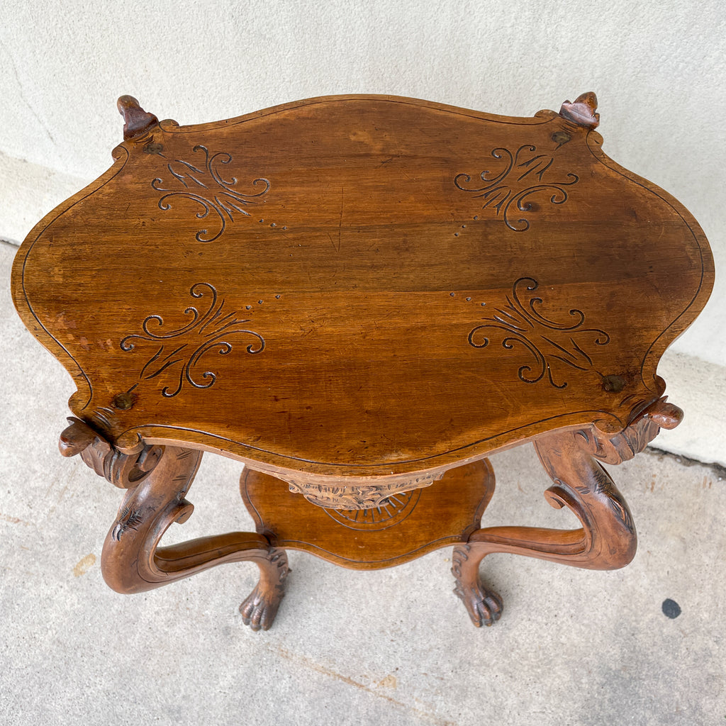 Antique French Carved Oak Louis XVI Tray Top Table