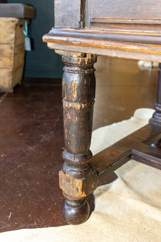 Antique French Oak Table with Sliding Top & Interior Storage