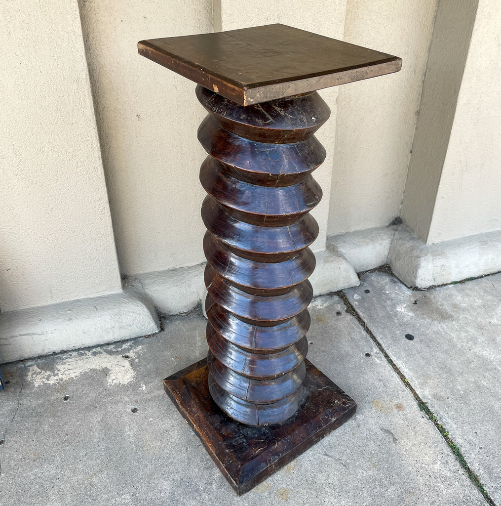 Antique French Oak Wine Press Screw Pedestal Table