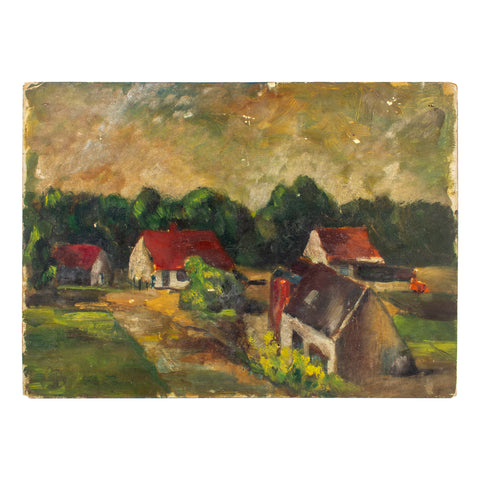 Small Vintage French Painting on Wood | Unframed 13 x 9.5