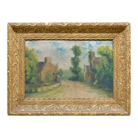 Antique French Painting in Gilt Frame, Signed & Dated