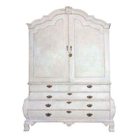 19th Century Painted Dutch Linen Press in Cream and Blue