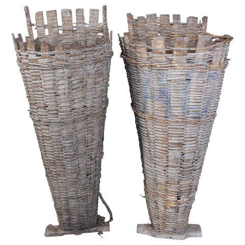 Pair of Antique French Vineyard Harvest Baskets