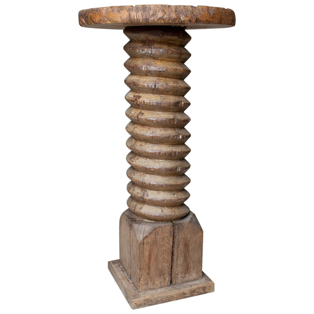 Antique French Solid Wood Tourniquet Pedestal Table