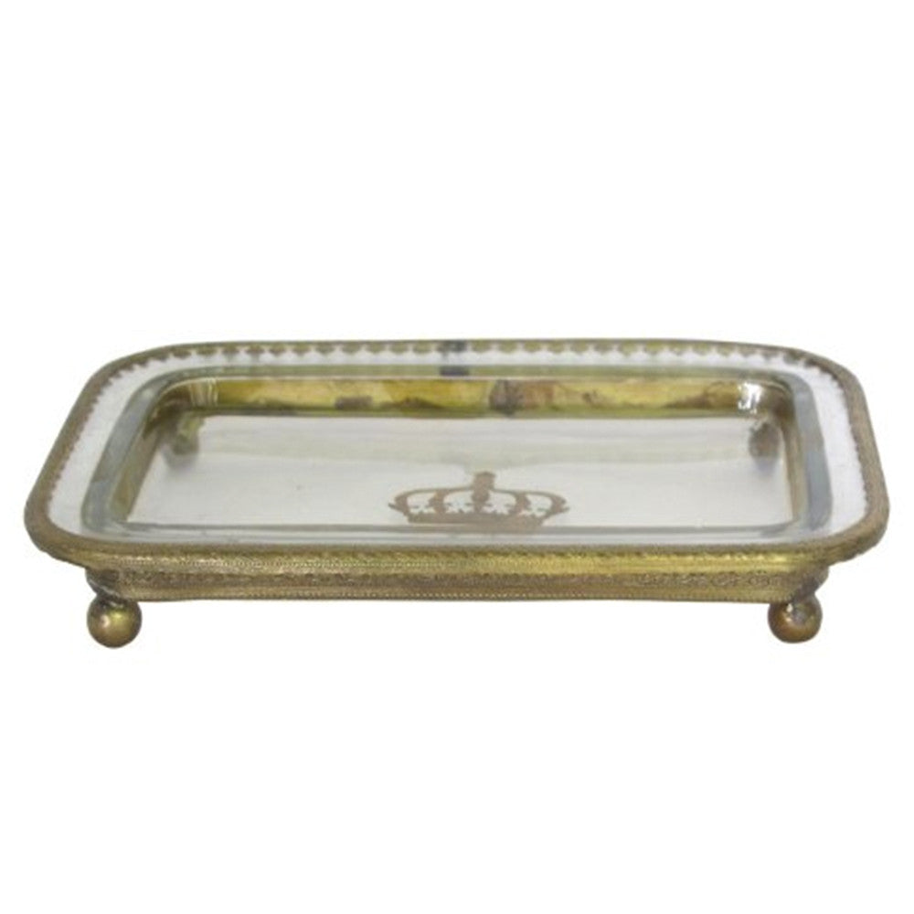 Hand Painted Glass Crown Tray